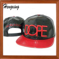 Embossed Leather Logo Leather Strap Snapback